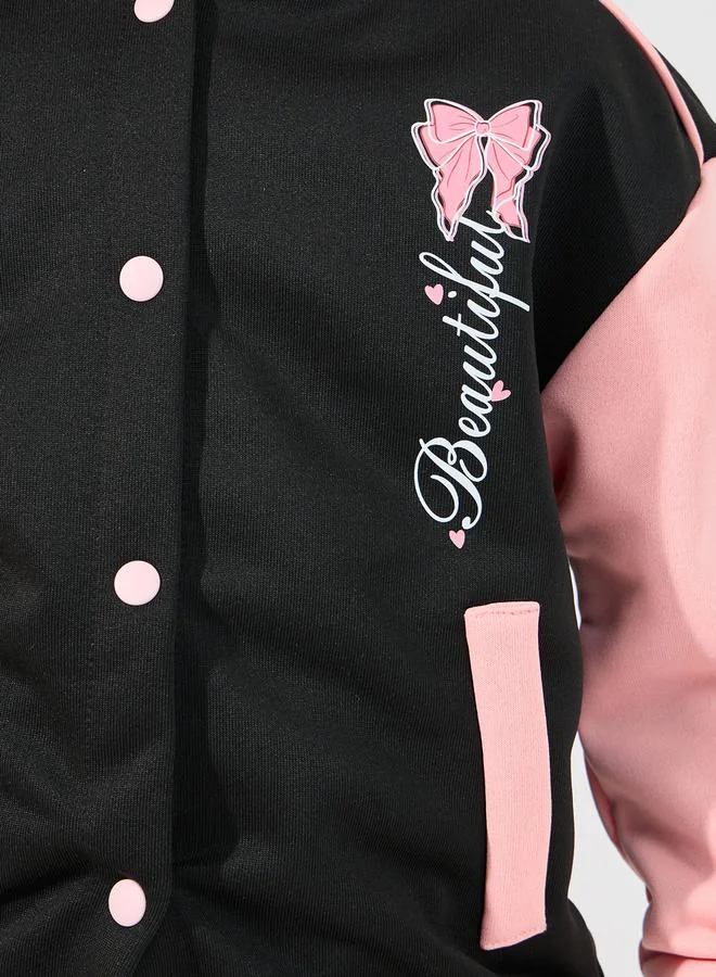 Styli Color Block Printed Jacket & Joggers Set
