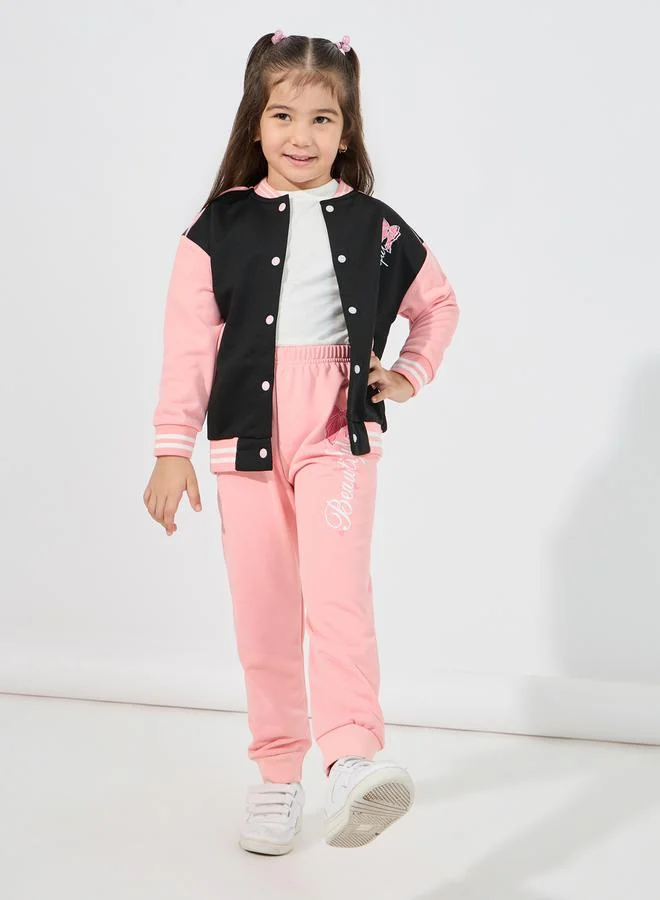 Styli Color Block Printed Jacket & Joggers Set