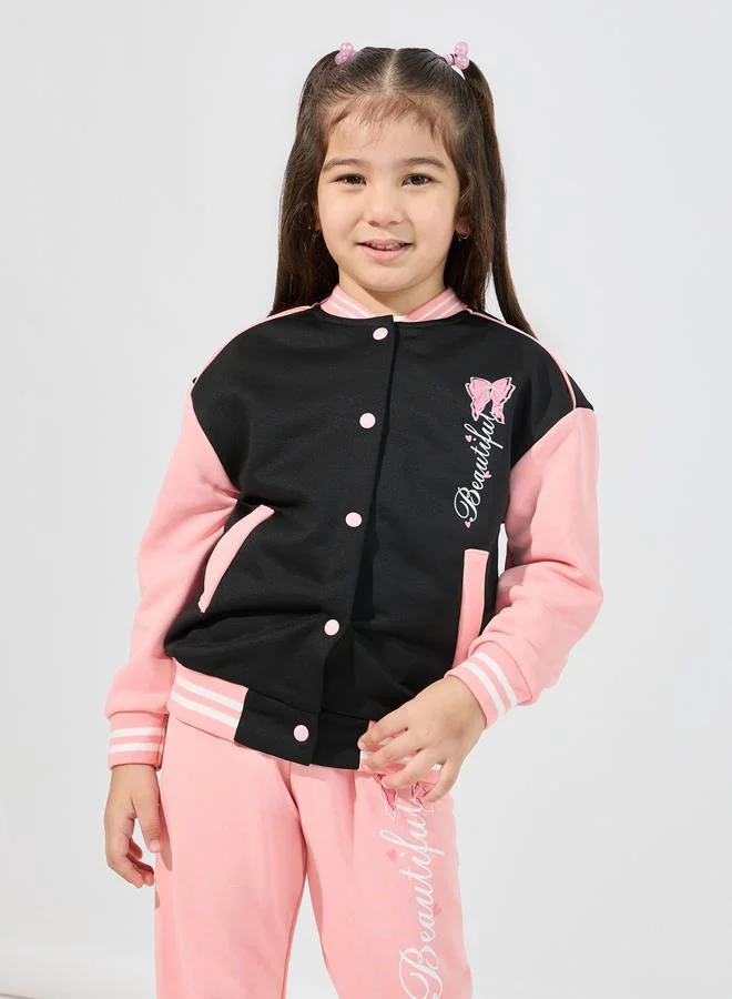 Styli Color Block Printed Jacket & Joggers Set