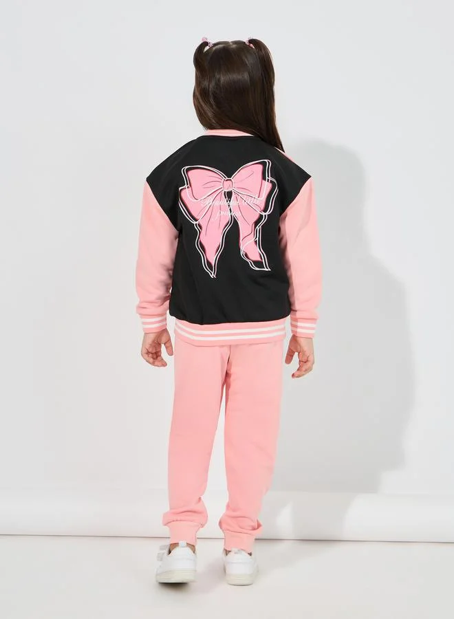 Styli Color Block Printed Jacket & Joggers Set