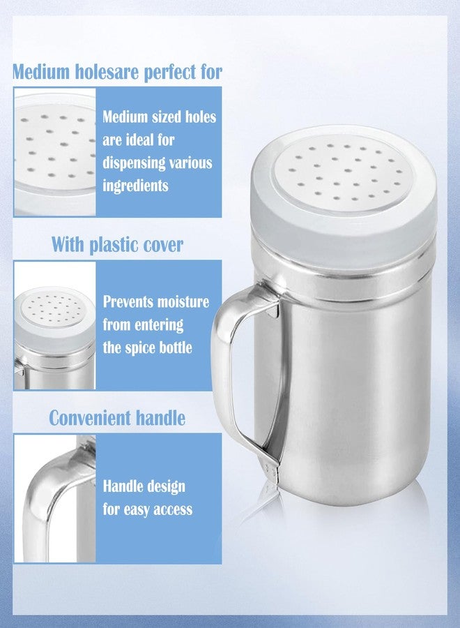 COAUXOG 2 Piece Powdered Sugar Shaker With Handle, Cooking Dredge/Spice Seasoning Shaker, Sugar Shaker With Hole And Plastic Lid For Pepper, Cinnamon And Powdered Sugar Shaker Seasoning - Image 3