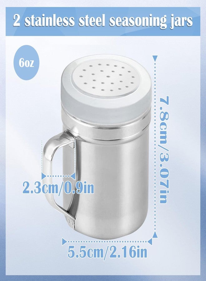 COAUXOG 2 Piece Powdered Sugar Shaker With Handle, Cooking Dredge/Spice Seasoning Shaker, Sugar Shaker With Hole And Plastic Lid For Pepper, Cinnamon And Powdered Sugar Shaker Seasoning - Image 2