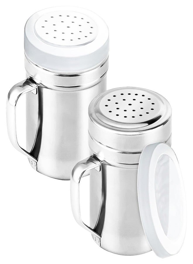COAUXOG 2 Piece Powdered Sugar Shaker With Handle, Cooking Dredge/Spice Seasoning Shaker, Sugar Shaker With Hole And Plastic Lid For Pepper, Cinnamon And Powdered Sugar Shaker Seasoning - Image 1