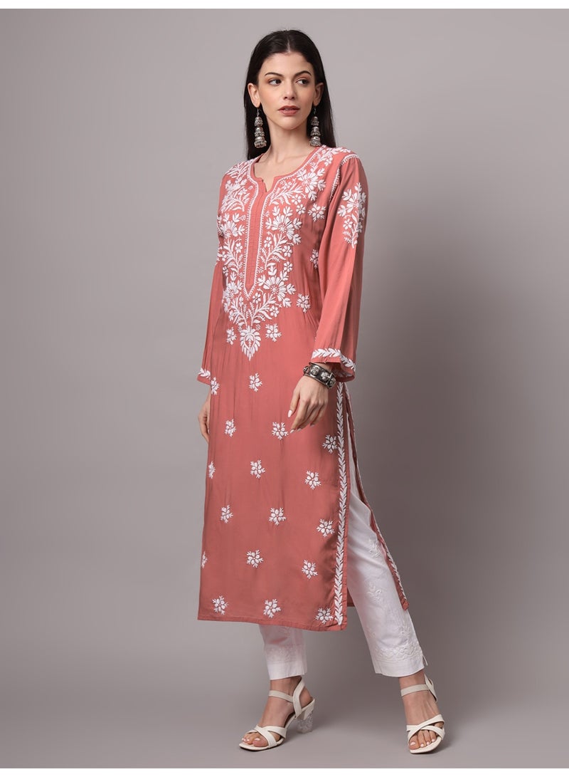 Alaya Hand Embroidered Chikankari Modal Kurta-AL4059 - Image 4