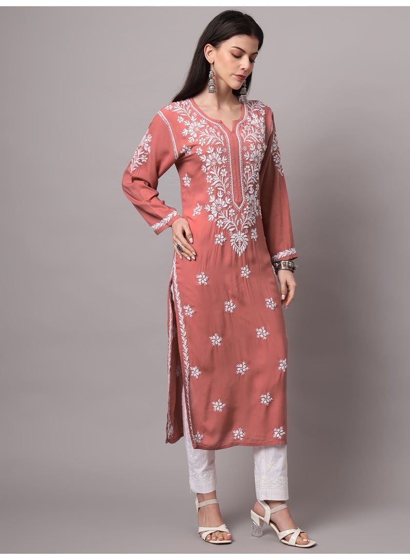 Alaya Hand Embroidered Chikankari Modal Kurta-AL4059 - Image 5