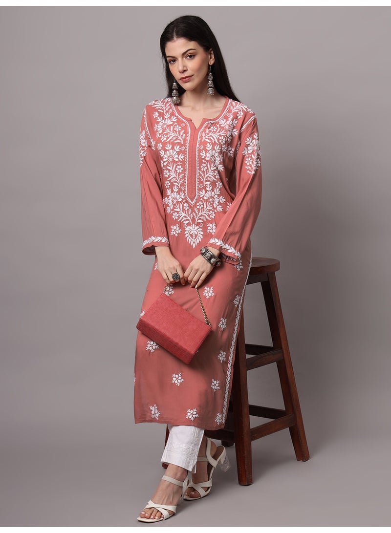Alaya Hand Embroidered Chikankari Modal Kurta-AL4059 - Image 3