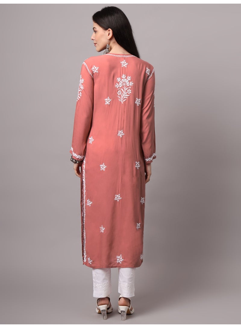 Alaya Hand Embroidered Chikankari Modal Kurta-AL4059 - Image 2