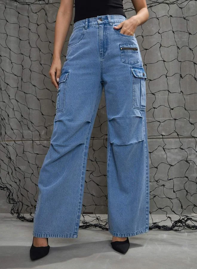 SASSAFRAS Sassafras Women Pleated Knee Cargo Jeans