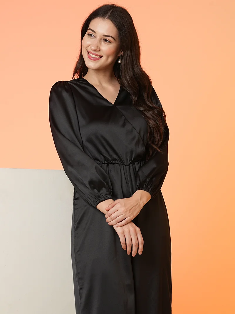 globus Women Black V-Neck Basic Jumpsuit