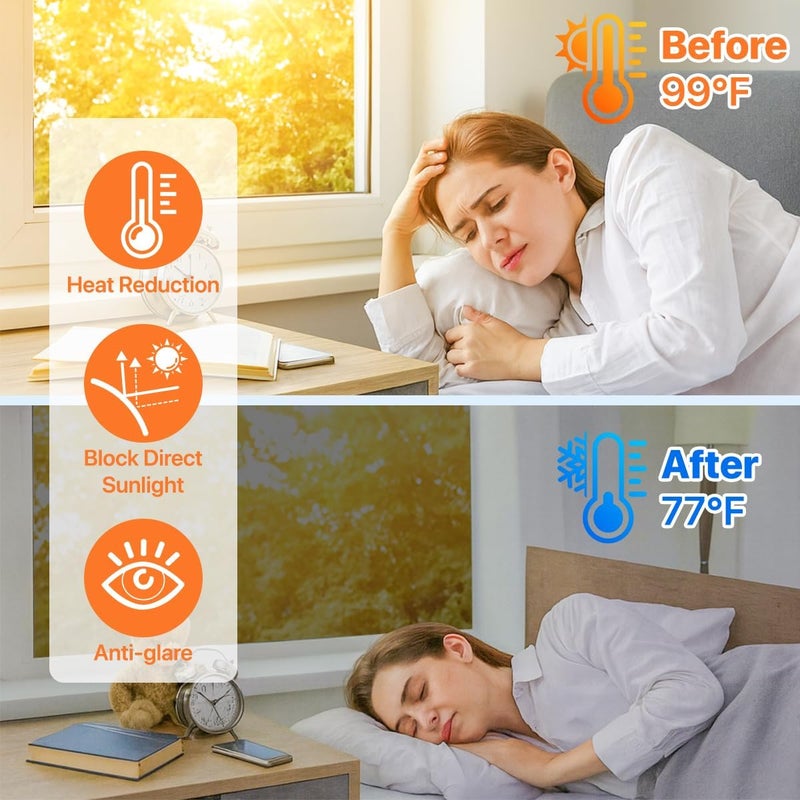 Vanzard One Way Window Privacy Film Reflective Mirror Home Window Tint, Daytime Privacy Heat Control Anti UV Glass Tinting for Home Self Adhesive, Black-Silver, 17.5 x 78.7 - Image 2