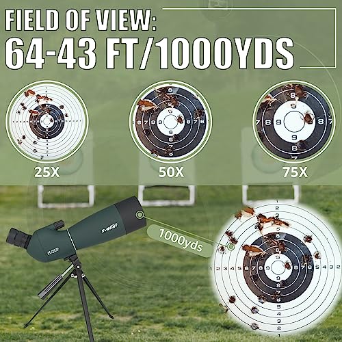 SVBONY SV28 Plus Spotting Scopes with Tripod, 25-75x70 Angled Spotter Scope with Phone Adapter, IP65 Waterproof Fogproof Long Range Spotting Scope for Target Shooting, Birding - Image 2