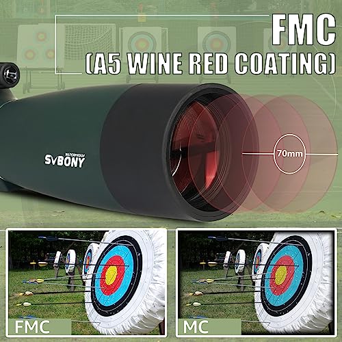 SVBONY SV28 Plus Spotting Scopes with Tripod, 25-75x70 Angled Spotter Scope with Phone Adapter, IP65 Waterproof Fogproof Long Range Spotting Scope for Target Shooting, Birding - Image 3