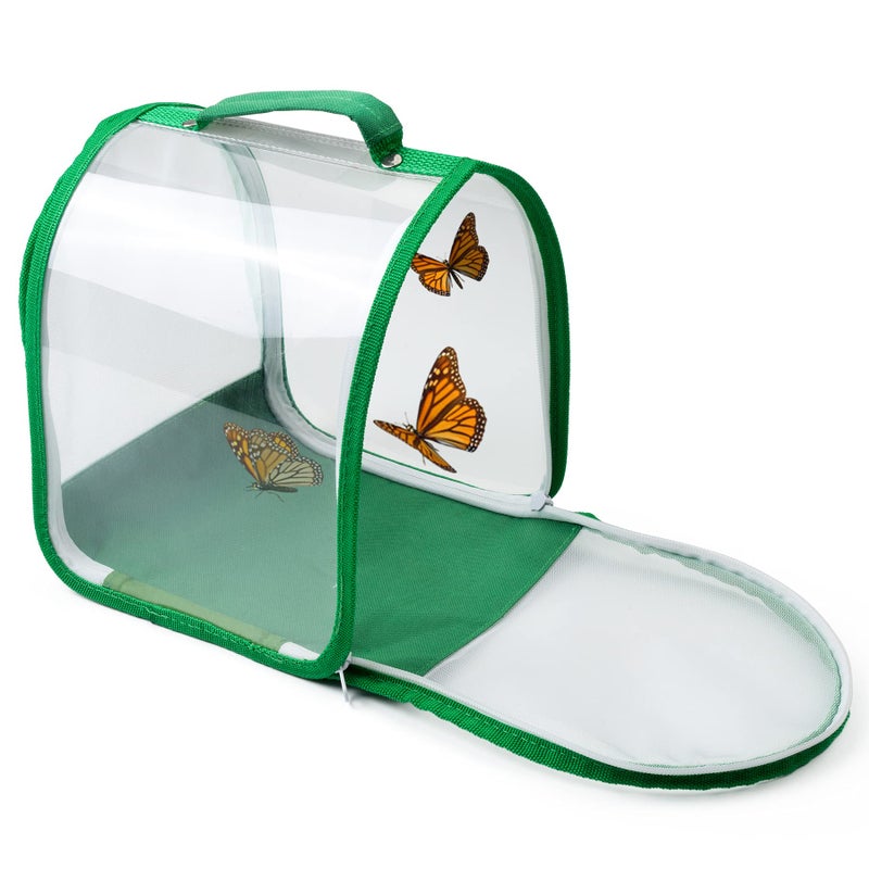 RESTCLOUD Small Butterfly Habitat, Insect Mesh Cage, Caterpillar Enclosure, Critter Cage, Bug Terrarium Portable Carry Handle Easy to Observe 8 x 8 x 8 Inches - Image 1