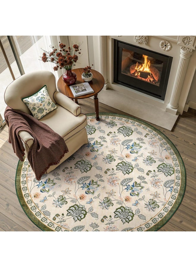 سجادة دائرية للأماكن الداخلية والخارجية بسمك 0.25 سم ، بتصميم 3D ، ضهر دوتس مانع للانزلاق ، مثالية لغرف النوم ، لغرف الصيوف ، حافظة سجاد ، غطاء سجادة - Image 1