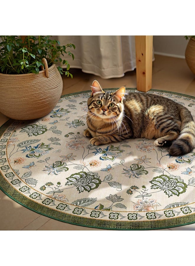 سجادة دائرية للأماكن الداخلية والخارجية بسمك 0.25 سم ، بتصميم 3D ، ضهر دوتس مانع للانزلاق ، مثالية لغرف النوم ، لغرف الصيوف ، حافظة سجاد ، غطاء سجادة - Image 2