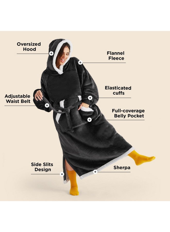Bedsure Bedsure Wearable Blanket Hoodie, Cozy Long Hooded Blanket Sweatshirt as Mothers Day Hoodie Gifts for Mom Women, Oversize, Charcoal - Image 2
