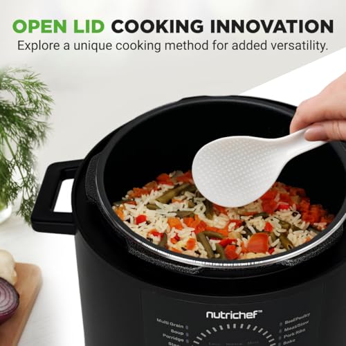 NutriChef طباخ ضغط كهربائي نوتري شيف بسعة 6 كوارت | 9 وظائف طباخ ضغط رقمي على السطح | ضبط الوقت ودرجة الحرارة | طهي، خبز، تبخير، شوي، وطبخ ببطء | 13.1 × 11.4 بوصة | أسود - Image 4
