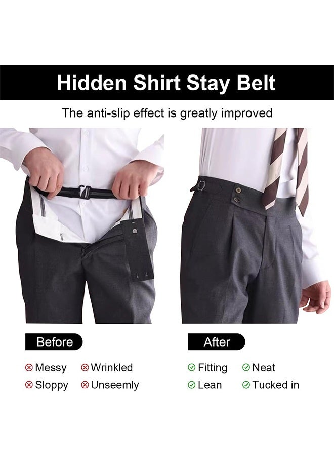 2Pcs Men Shirt Stays Shirt Lock Belt,Shirt Stays Adjustable Elastic Shirt Holder Keeps Shirt Tucked in for Men,Garter Belt Man Shirt Men’s Shirts Universal Men and Women Lock 110CM - Image 2