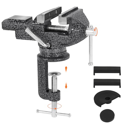 GOXAWEE جهاز تثبيت عالمي GOXAWEE، مشبك طاولة 3.15 بوصة، قاعدة دوارة 360°، مشبك صغير للمنزل، أداة تثبيت للأعمال الخشبية، قطع الأنابيب، مشاريع DIY الصغيرة، إنشاء الحرف، النحت والنمذجة - Image 1