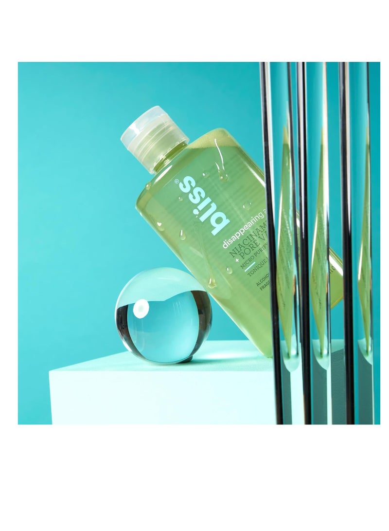 BLISS Disappearing Act Niacinamide Toner Pore Vanish Complex Purifies Pores All Skin Types Fragrance Free Clean Cruelty Free Vegan 295 ml - Image 4