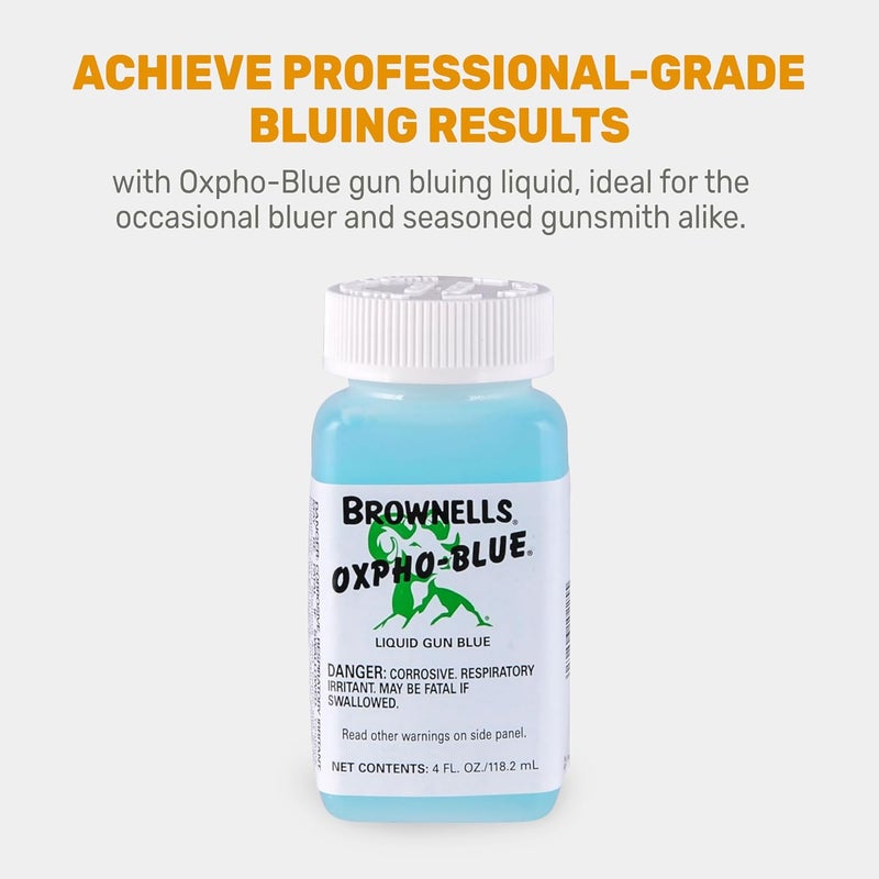 Brownells Oxpho-Blue Liquid Gun Blue, Cold Bluing Solution, Gunsmithing Tools Maintenance Cleaning Supplies, Professional Grade, 4 Fl oz. (118.2 mL) - Image 1