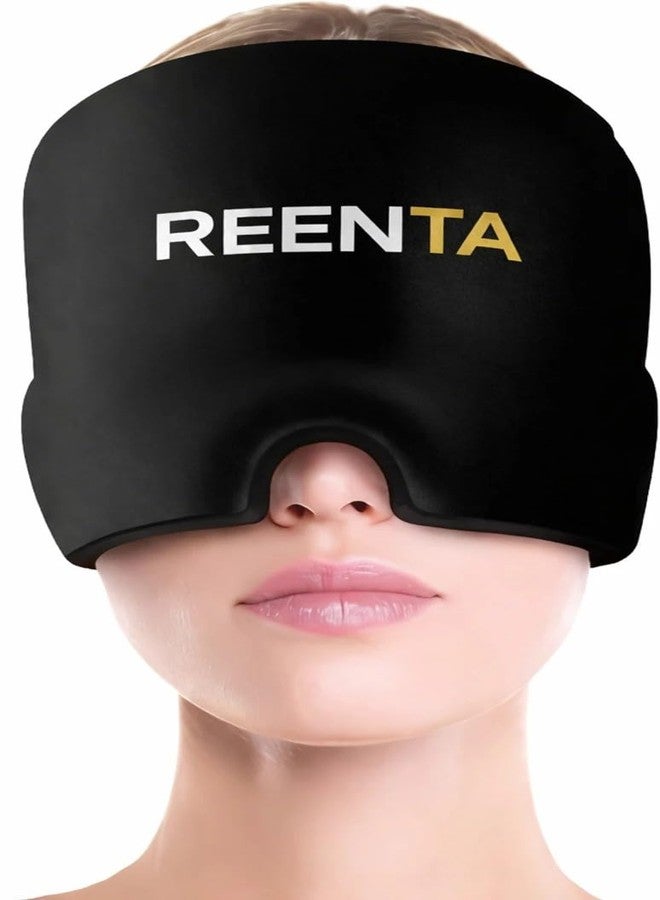 REENTA Migraine Relief Cap for Headache & Migraine Pain | Hot & Cold Therapy Cooling Gel Mask | Sinus, Stress, Tension Relief Head Wrap | Reusable Ice Pack Cap for Men & Women (Black) - Image 1