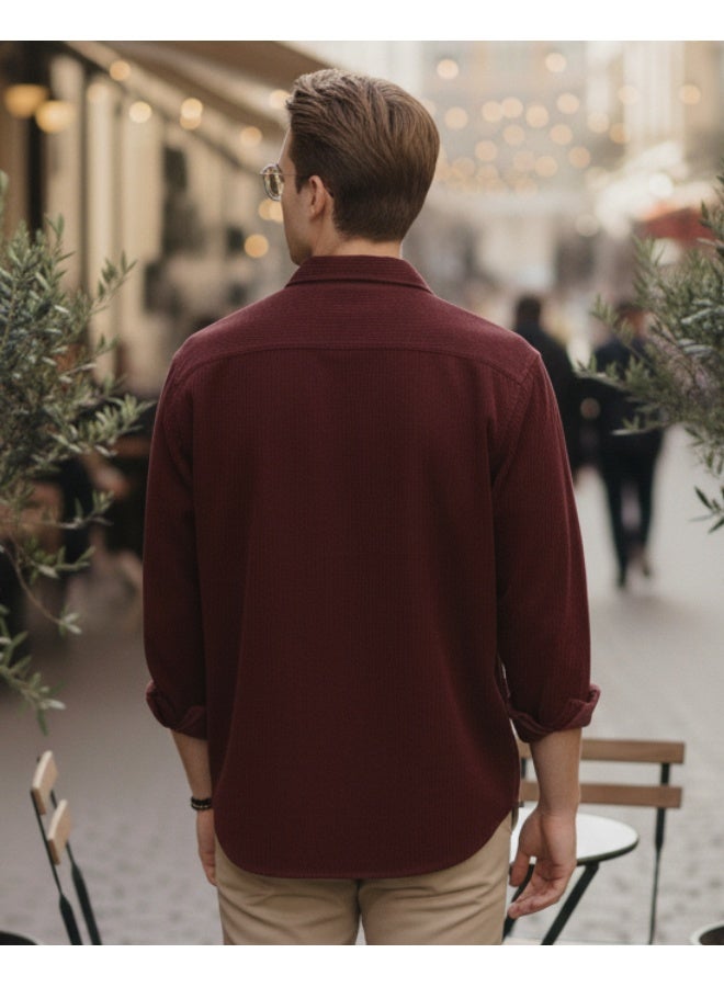 RIGO Maroon Textured Casual Shirt for Men - Image 2