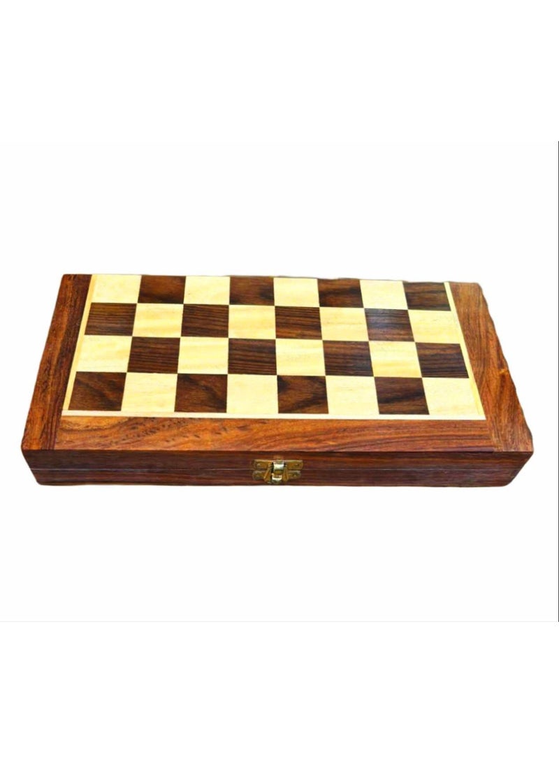 Handmade Indian chess set made of sheesham wood, measuring 30 x 15 cm, luxurious design, suitable for playing and decoration. - Image 1