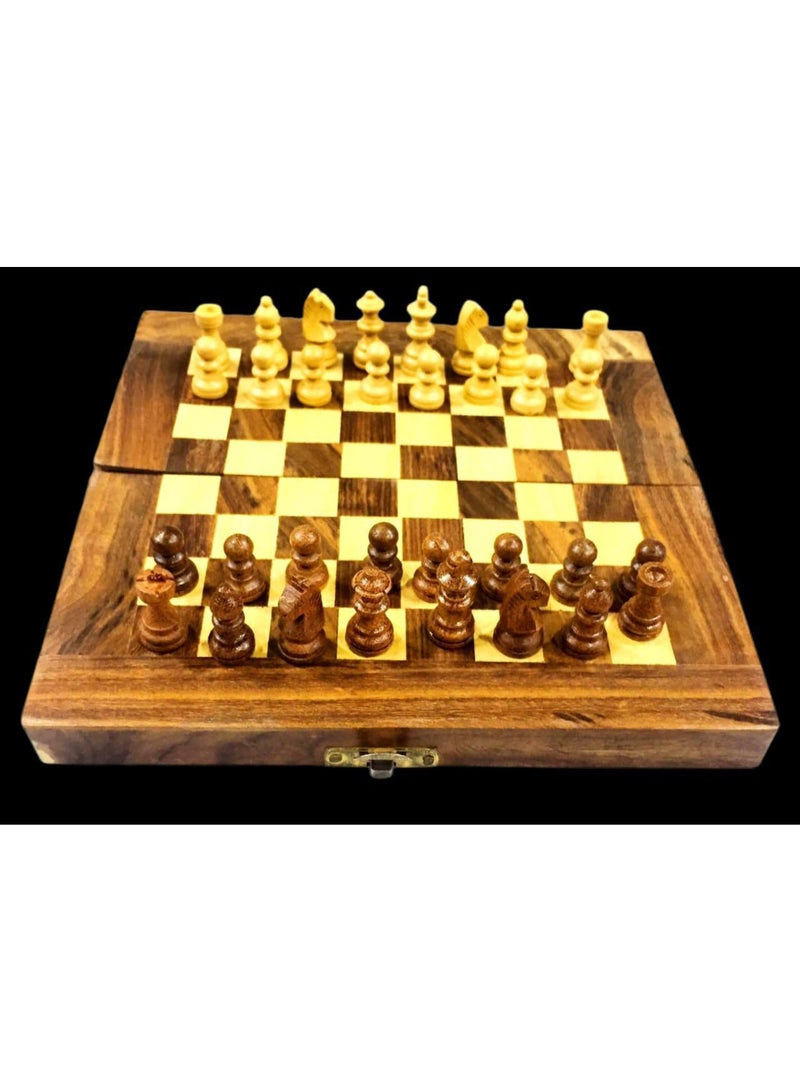 Handmade Indian chess set made of sheesham wood, measuring 30 x 15 cm, luxurious design, suitable for playing and decoration. - Image 4