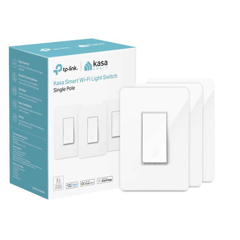 Kasa Smart Light Switch HS200P3, Single Pole, Needs Neutral Wire, 2.4GHz Wi-Fi Light Switch Compatible with Alexa and Google Home, UL Certified, No Hub Required, 3 Count -Pack of 1 , White - Image 1