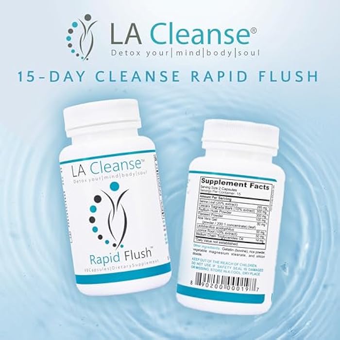 LA Cleanse 15 Day Cleanse and Detox - Rapid Flush 15 Day Gut Cleanse for Detox, Colon Cleanse, Gut Support - Enhance Digestion with Cascara Sagrada, Senna Leaf, Psyllium Husk - Capsules 30 Count - Image 2