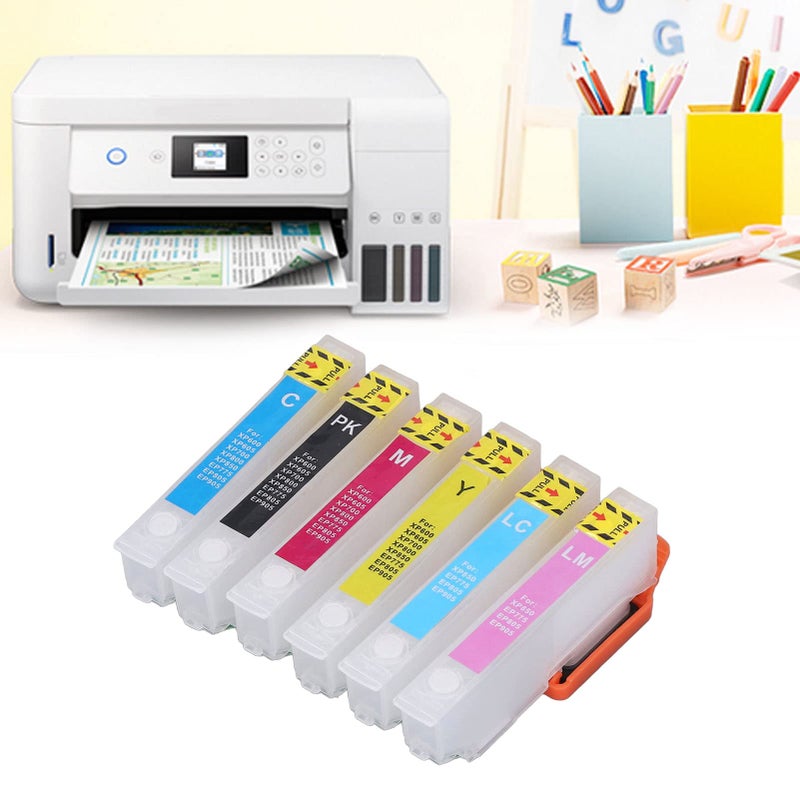 6 Pcs Reusable Ink Cartridge Refill Kit Black Cyan Magenta Yellow Light Cyan Light Magenta ICC80 - Image 3