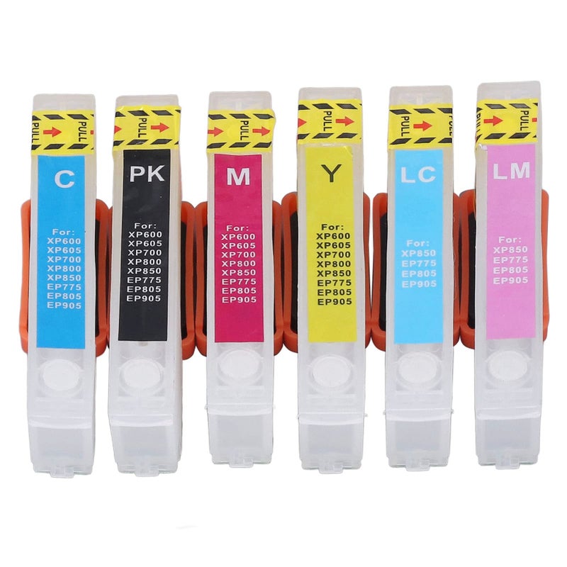 6 Pcs Reusable Ink Cartridge Refill Kit Black Cyan Magenta Yellow Light Cyan Light Magenta ICC80 - Image 2