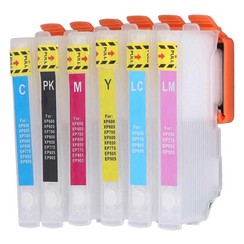6 Pcs Reusable Ink Cartridge Refill Kit Black Cyan Magenta Yellow Light Cyan Light Magenta ICC80 - Image 5