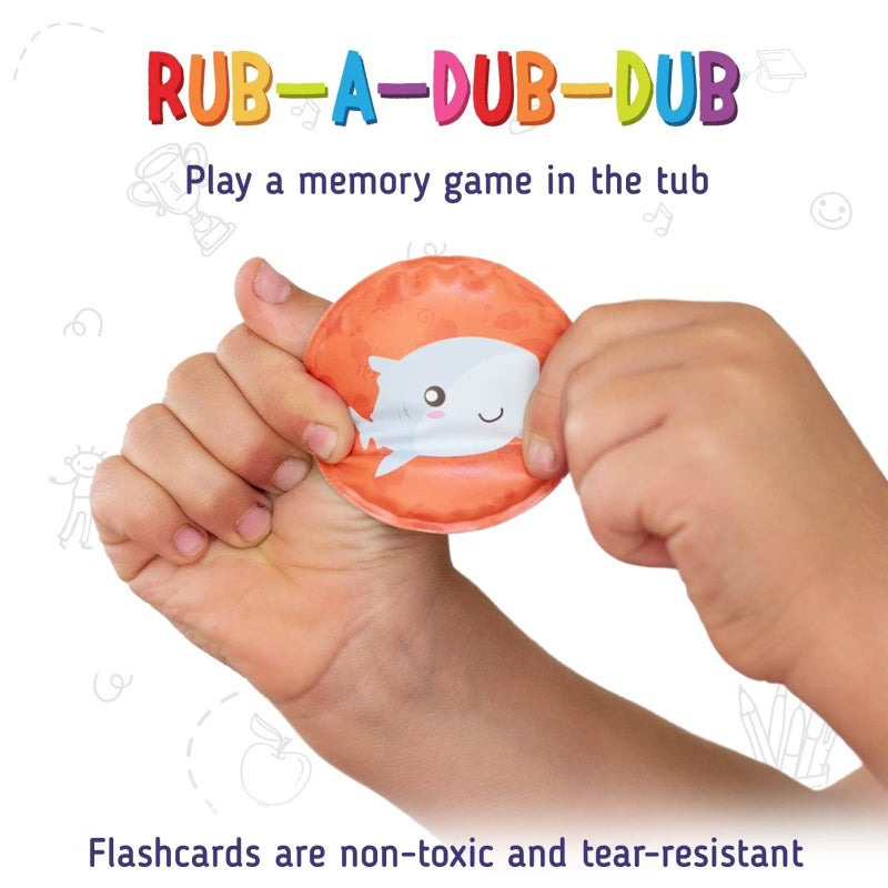 Merka Baby Bath Flash Cards - Memory Game for Toddlers & Infants - 30-Pack 2.25in EVA Foam Floating Cards - Sea Adventure Matching Bath Game & Educational Toddler Toys - Image 4