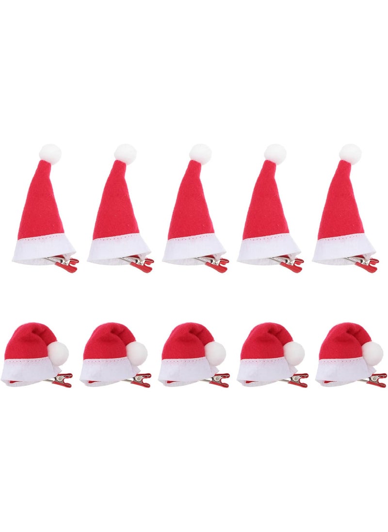 minkissy Minkissy Santa Hat Hair Clips 10 Pcs Red Mini Christmas Hat Clips Christmas Hair Clips Christmas Hat Hair Accessories 