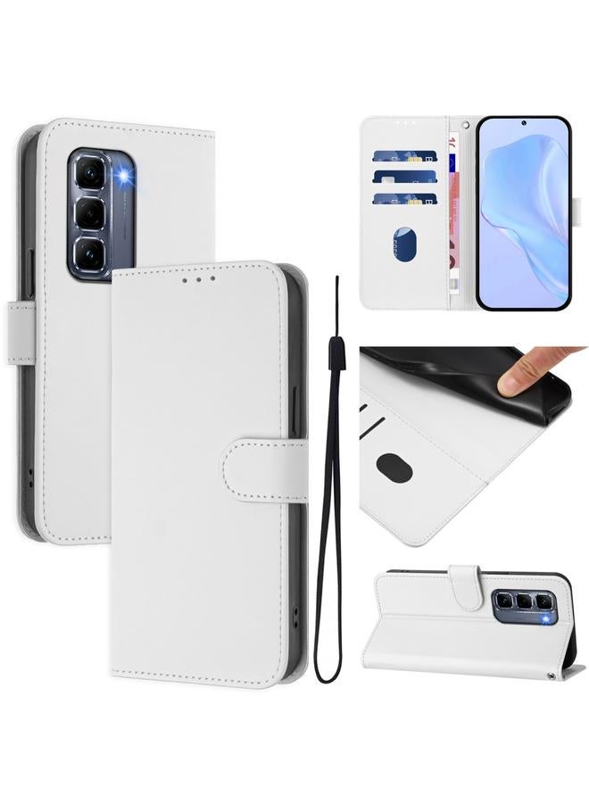 The Bros Phone Case For Infinix Hot 50 Pro+ 4G Skin Feel Solid Color Leather Phone Phone Case with Lanyard - Image 1