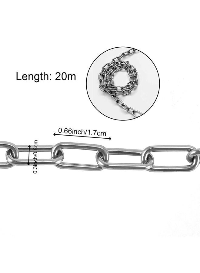 FUNSUEI 2mm x 65.6 Feet 304 Stainless Steel Chain, Heavy Duty Metal Chain, Decorative Chains for Clothes Hanging, Guardrail, Lifting Chain, Pet Chain, Anti-Theft Chain, Silver - Image 4
