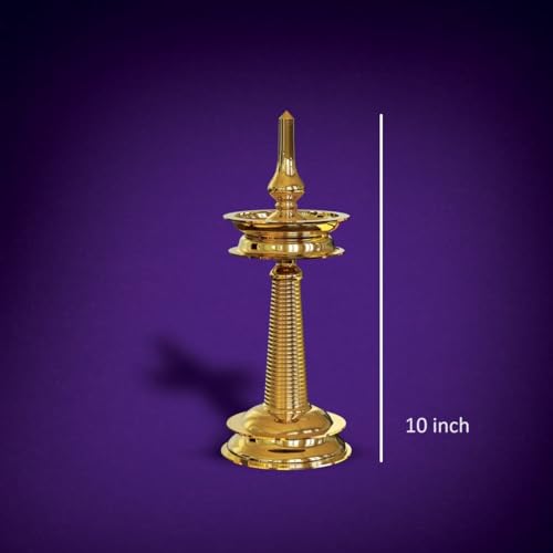 Puyangam Brass Kerala Kuthuvelakku | Pamba Vilakku | Brass Diya Kerala Style (2, 10 inch) - Image 2