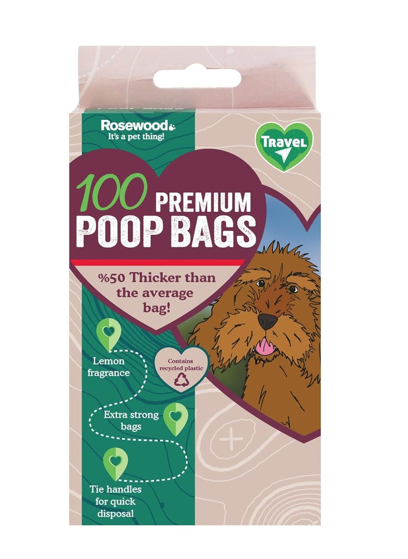 Rosewood - Dog Poop Bags with Easy Tie Handles Convenient Loose Packed Poop Bags for Dogs Black 100 Bags - Image 1