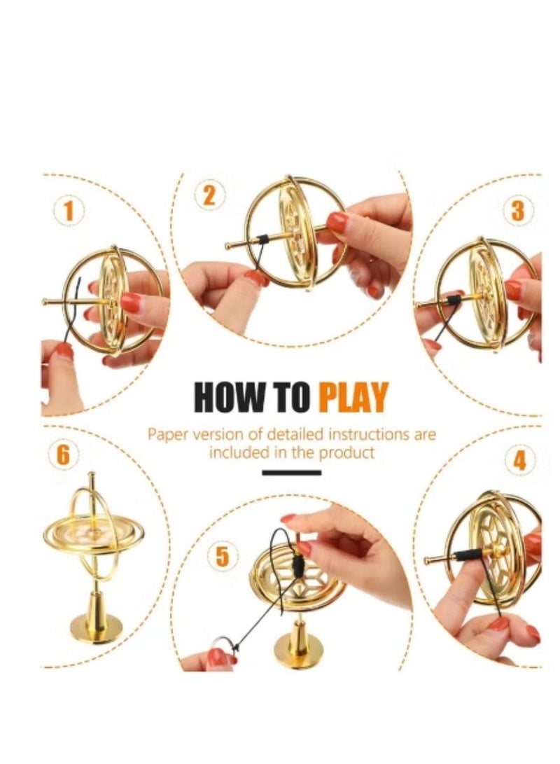 Metal Anti-Gravity Gyroscope Toys Golden Spinning Top Gyroscope Educational Decompression Novelty Toys Desktop Ornament for Kids Children Adults - Image 2