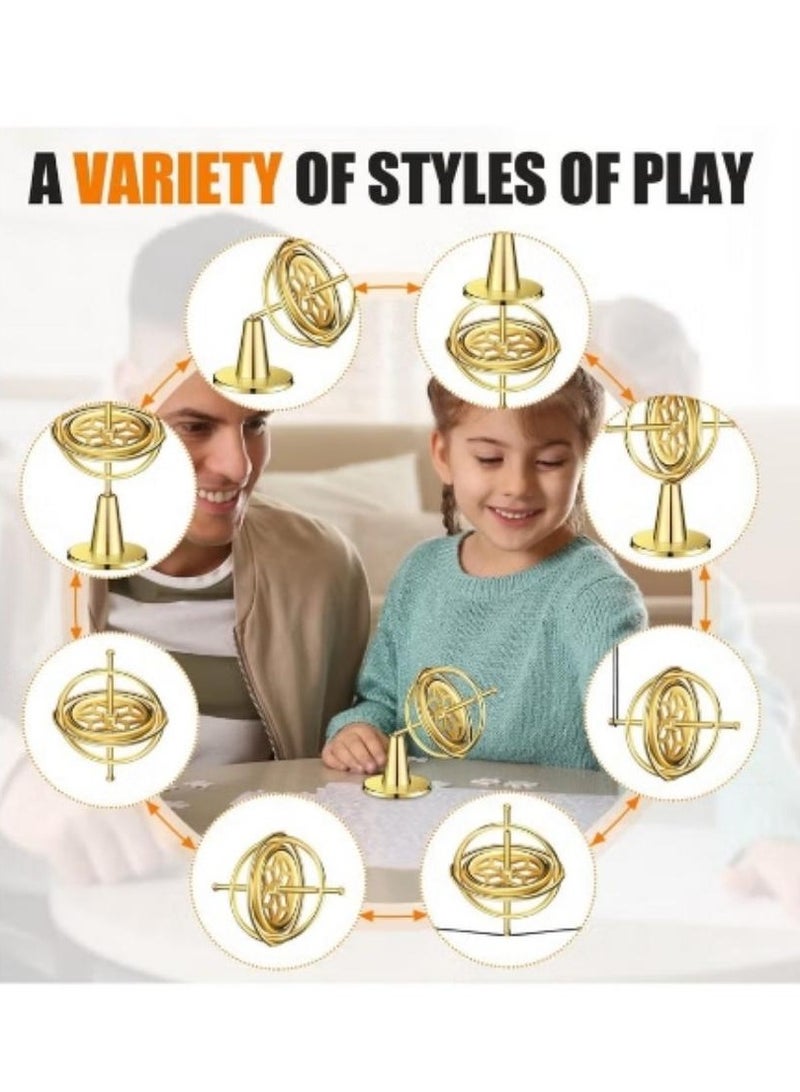 Metal Anti-Gravity Gyroscope Toys Golden Spinning Top Gyroscope Educational Decompression Novelty Toys Desktop Ornament for Kids Children Adults - Image 3