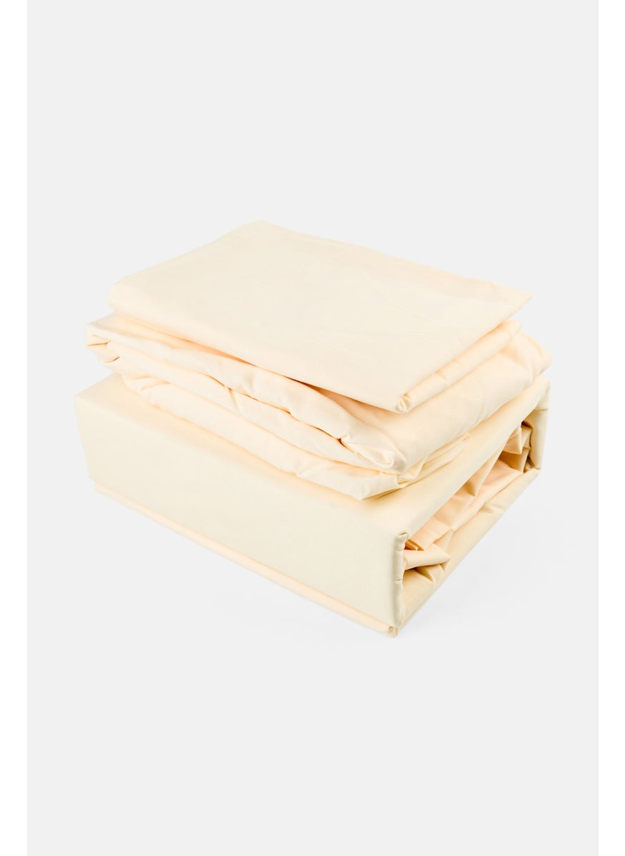 YOTO 3 Pieces Plain Microfiber Bed Sheet Set, Yellow  - Image 1
