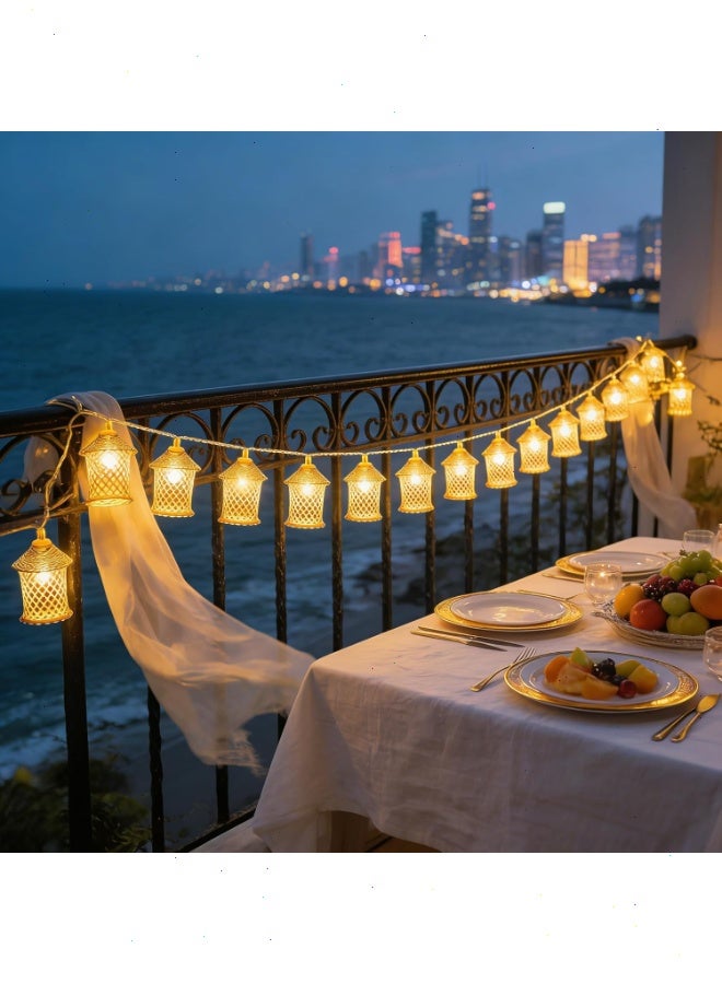Ramadan Lights, Gold Moroccan Lantern Decorative Lights, 20 LED Fairy Lights 10Ft Battery Powered, Waterproof Golden Raindrop Lights for Ramadan Bedroom Garden Wedding Party Decor - Image 5