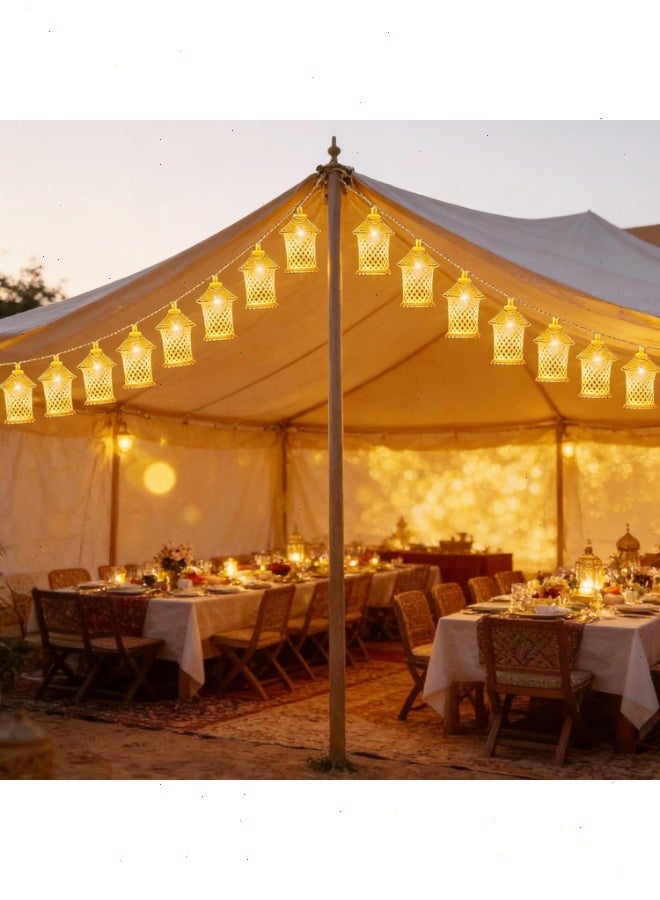Ramadan Lights, Gold Moroccan Lantern Decorative Lights, 20 LED Fairy Lights 10Ft Battery Powered, Waterproof Golden Raindrop Lights for Ramadan Bedroom Garden Wedding Party Decor - Image 3