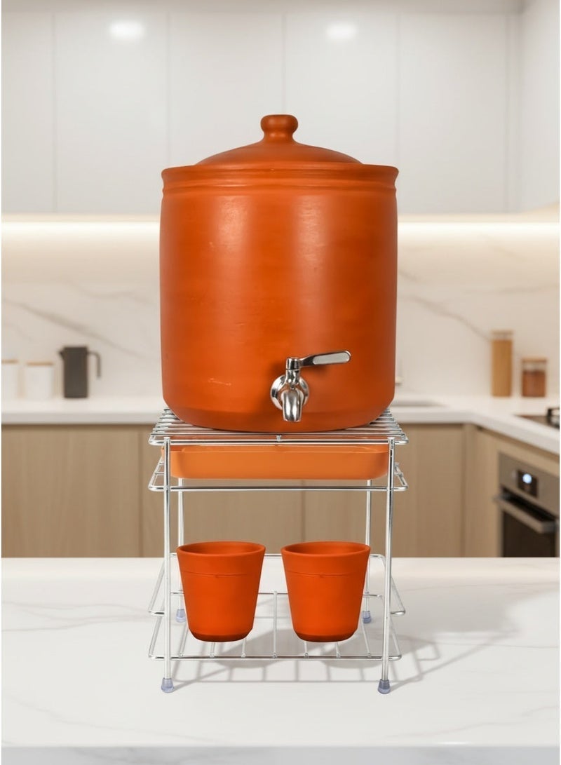 Dunekart Stainless Steel Round Water Pot Stand - Matka Holder for Kitchen with Removable Tray| Mulitpurpose Water Dispenser Stand, Countertop Plant Pot and Earthen Vessel Rack - Image 4