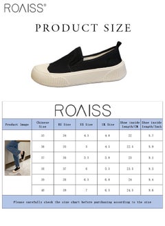 roaiss Women's Canvas Rubber Patchwork Flat Shoes Round Toe Thick Sole Anti Slip On Single Shoe Fashionable And Versatile Wear-Resistant Canvas Shoes  - Image 1