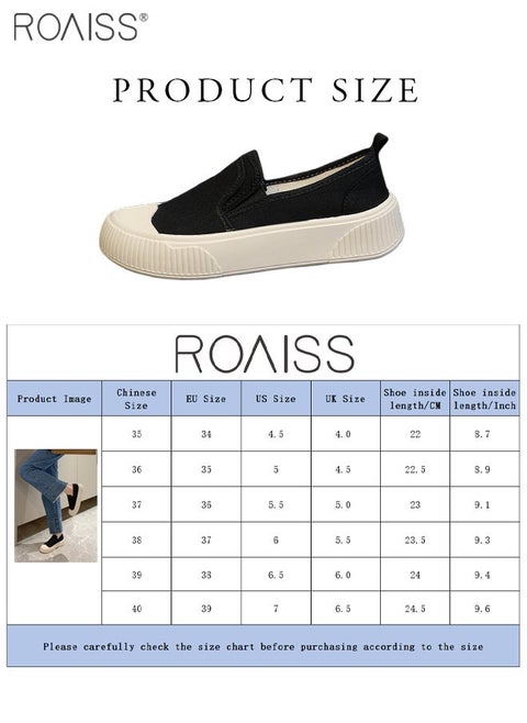 Women's Canvas Rubber Patchwork Flat Shoes Round Toe Thick Sole Anti Slip On Single Shoe Fashionable And Versatile Wear-Resistant Canvas Shoes