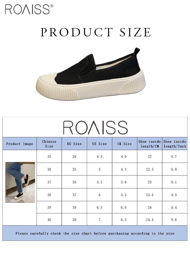 Women's Canvas Rubber Patchwork Flat Shoes Round Toe Thick Sole Anti Slip On Single Shoe Fashionable And Versatile Wear-Resistant Canvas Shoes