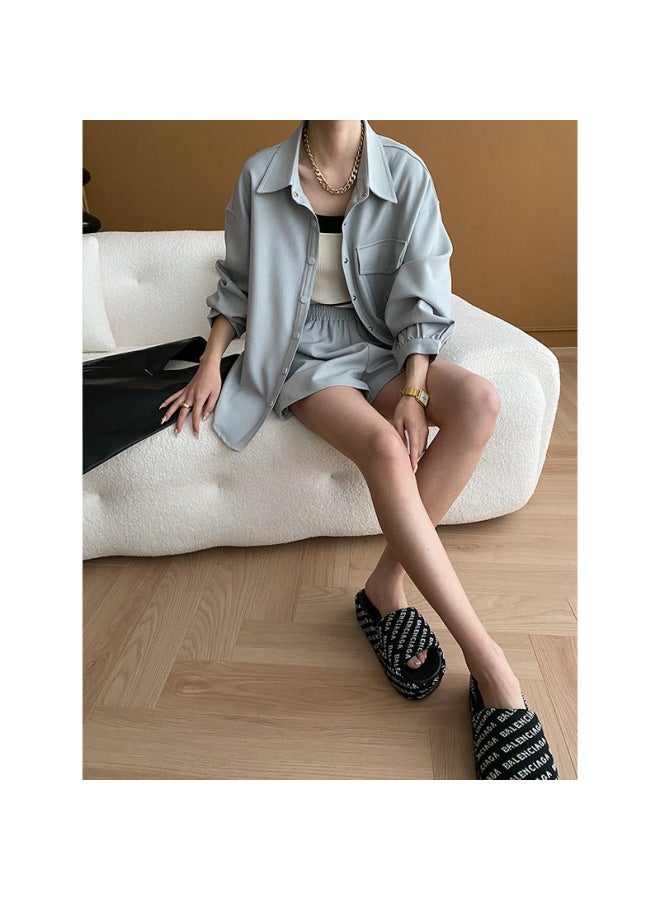Sinan Comfortable Casual French Style Non-ironing Shirt Shorts Two-piece Suit Early Spring New Sn5179